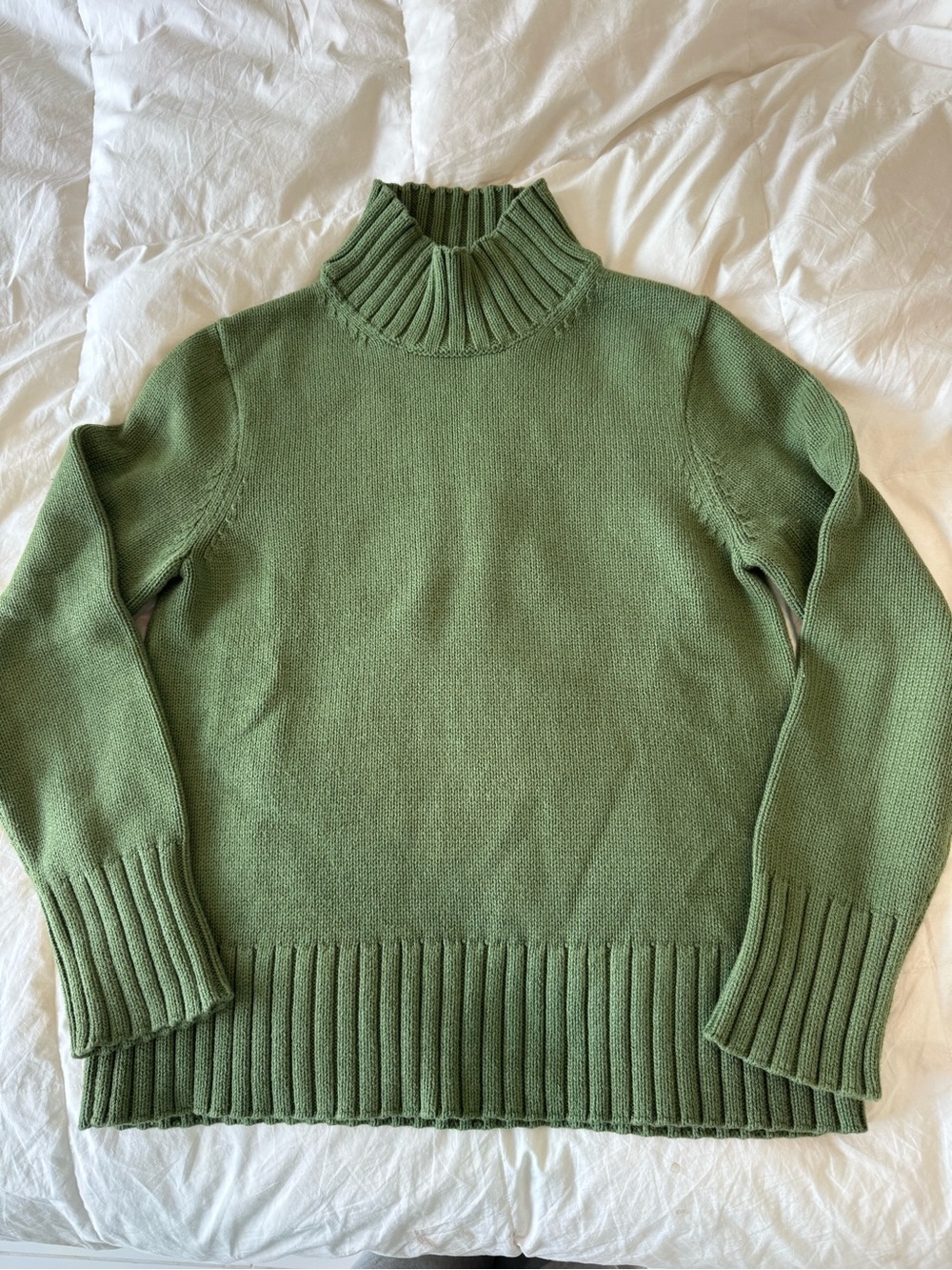 J. Crew Turtleneck Knit CottonSweater in Olive Green